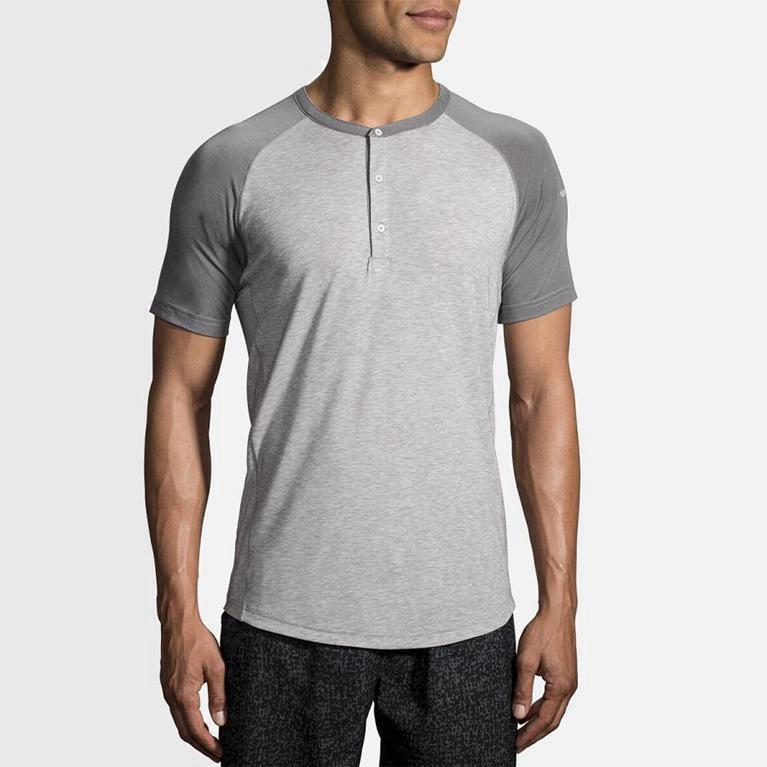 Brooks Cadence NZ - Men's Short Sleeve Running Shirt - Grey (86173-XNQH)